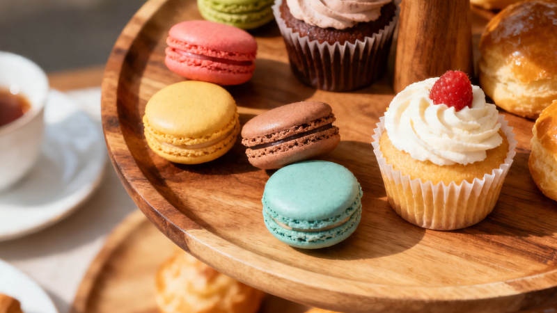 甜品拼盘 马卡龙与纸杯蛋糕图片