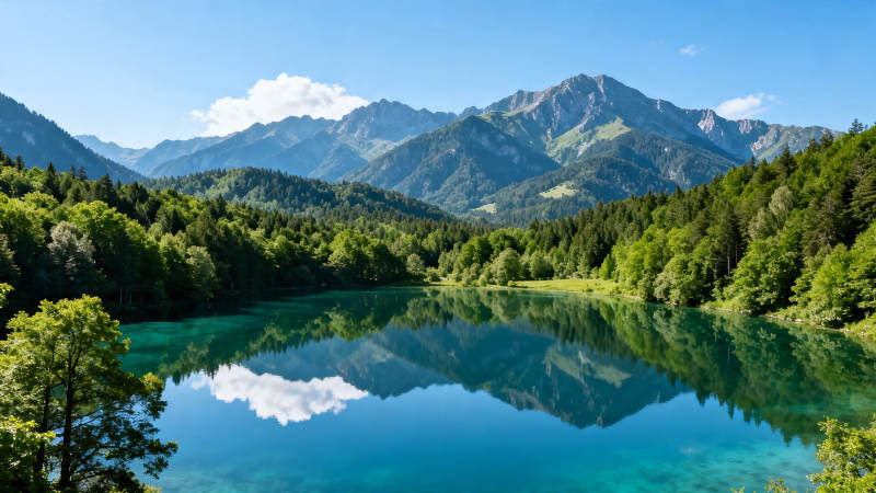 青山映碧水 云影入画来图片