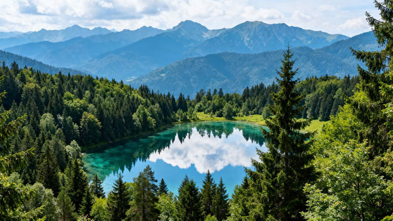 青山映碧水 云影入湖心图片