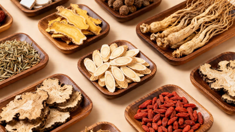 中药材拼盘展示图片