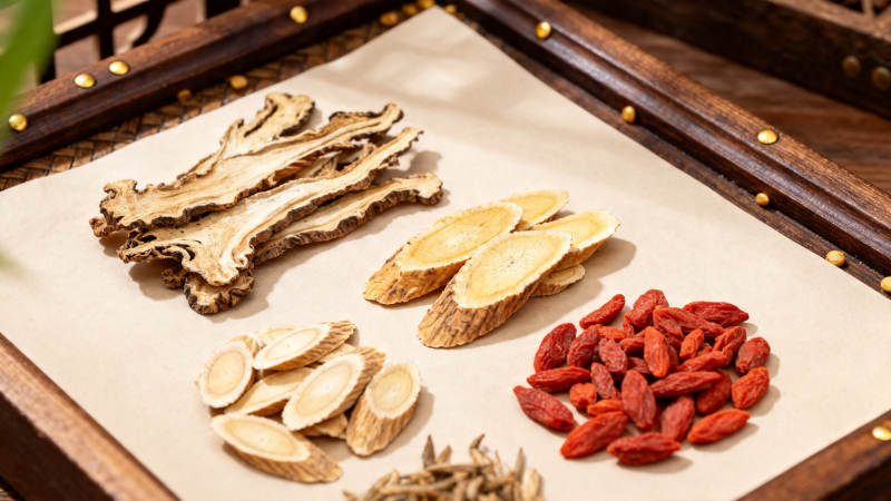 中药材展示 当归黄芪枸杞图片