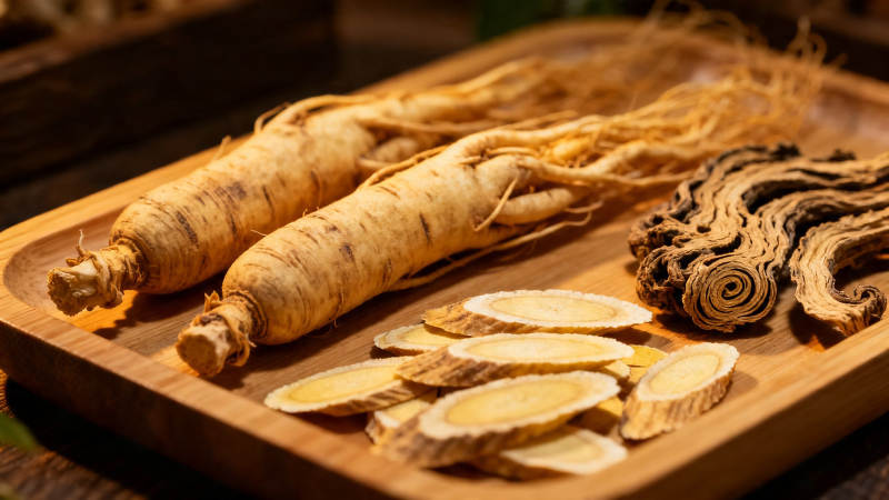 人参切片与整根展示图片