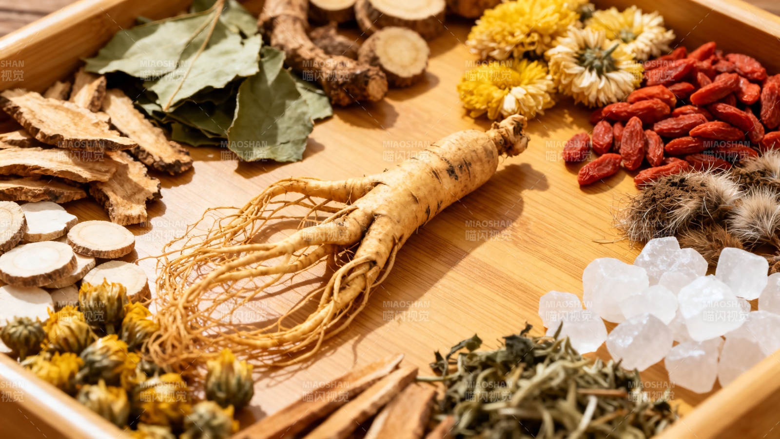 中药药材托盘展示图片