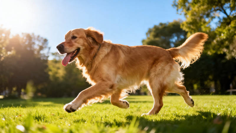 金毛犬阳光下奔跑嬉戏图片