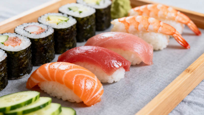 日式寿司拼盘 鲜美诱人图片