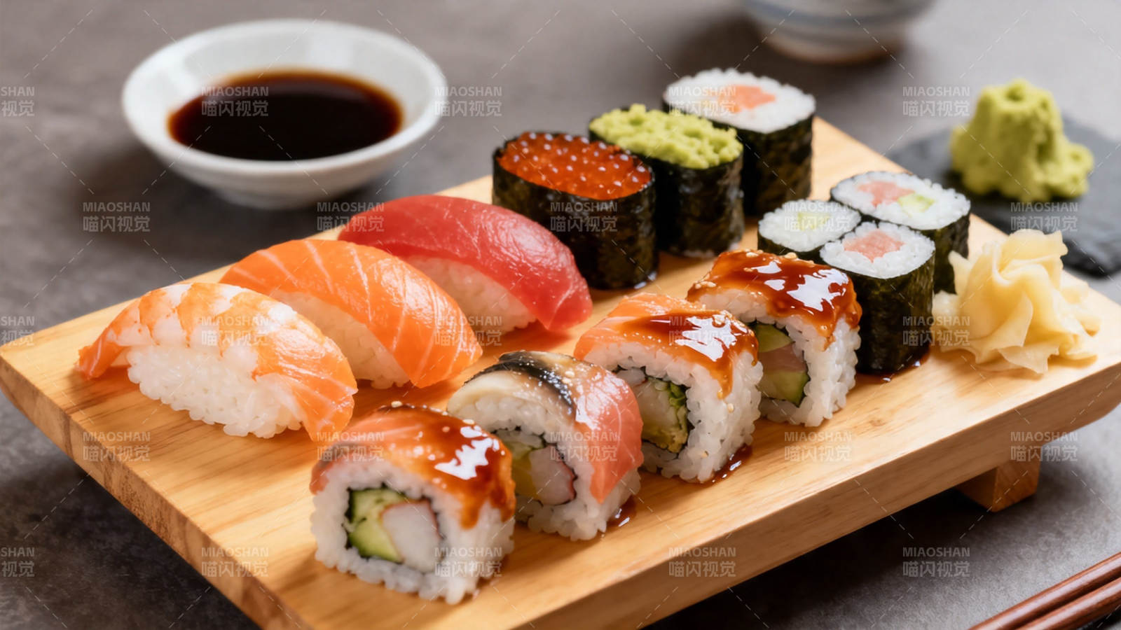 日式寿司拼盘 鲜美诱人图片