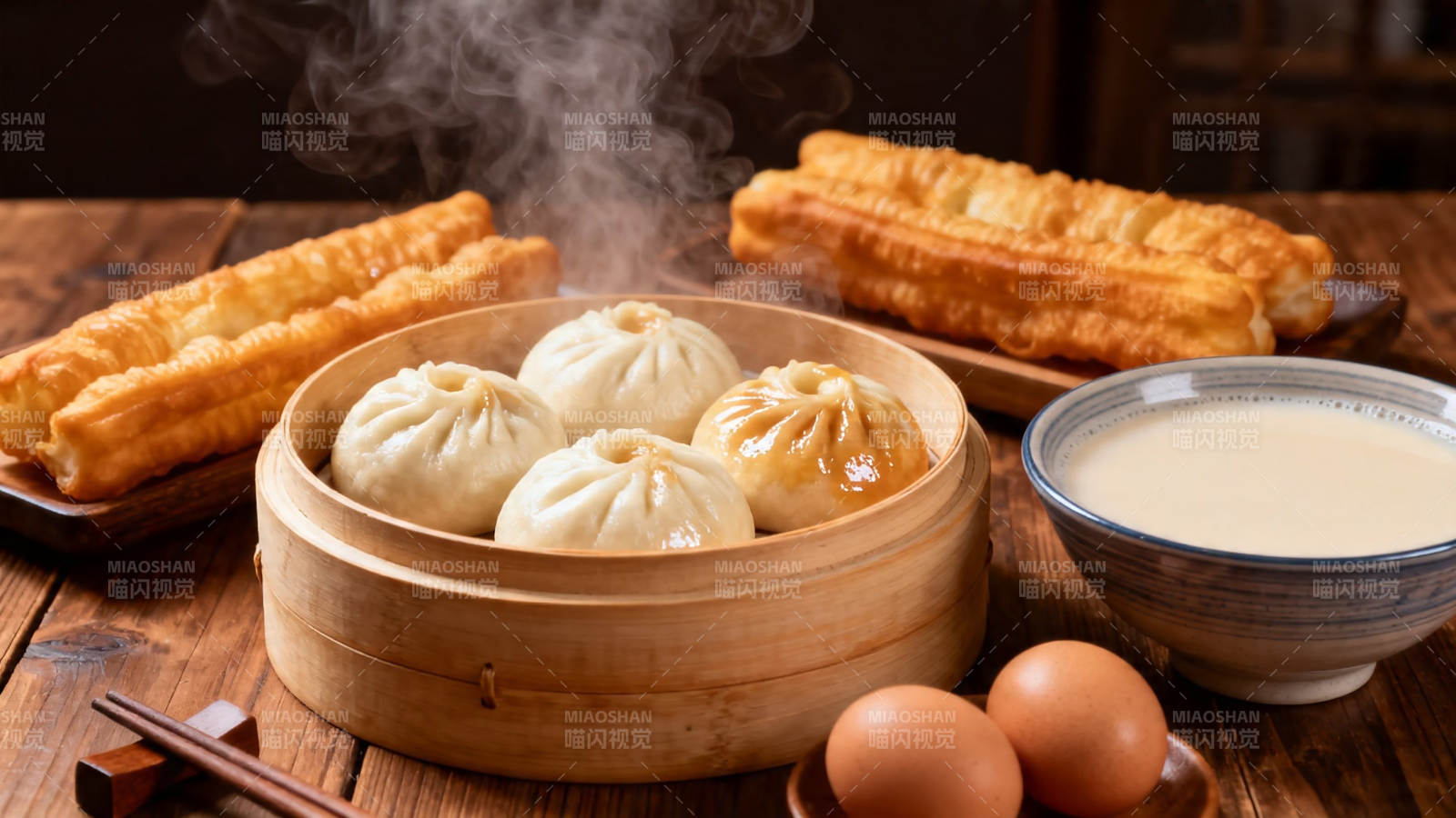 中式早餐 包子油条豆浆图片