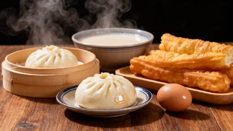 中式早餐 包子油条豆浆蛋图片