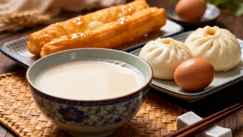 豆浆油条包子鸡蛋早餐图片