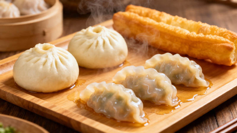中式早餐 包子油条蒸饺图片