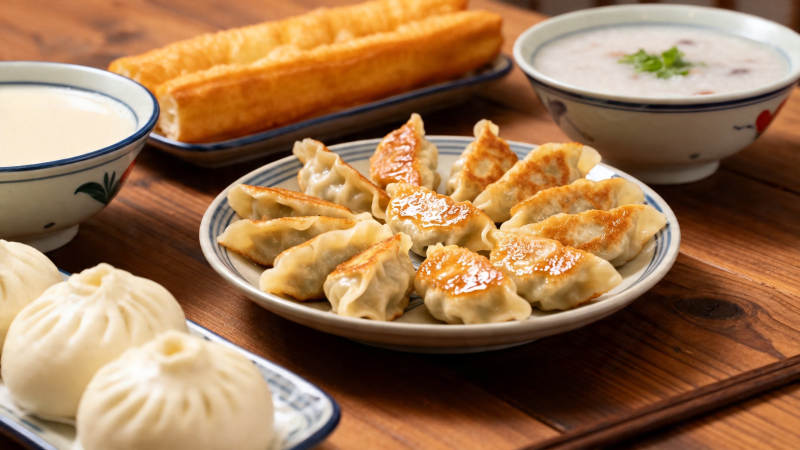 中式早餐 煎饺油条豆浆粥图片