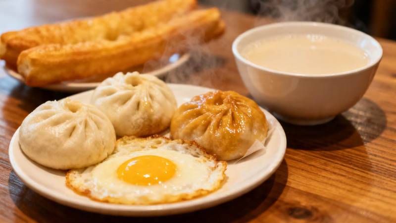 中式早餐 包子油条豆浆煎蛋图片