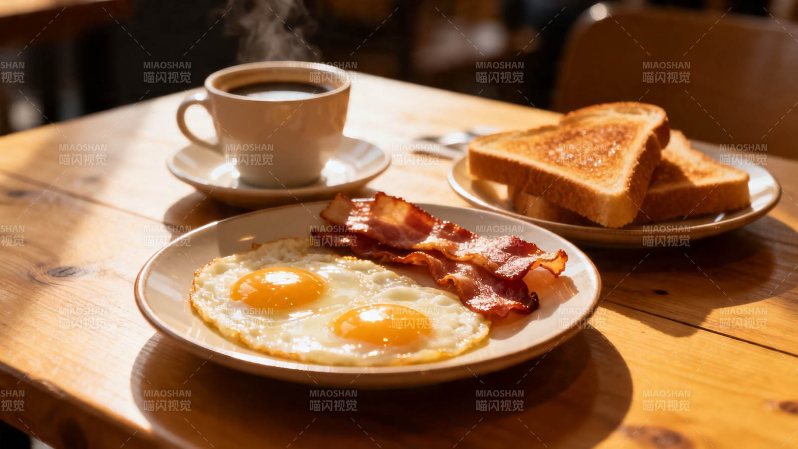 晨光早餐 煎蛋培根吐司咖啡图片