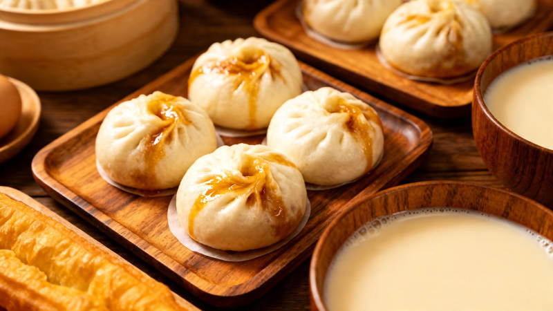 小笼包配豆浆 经典早餐图片