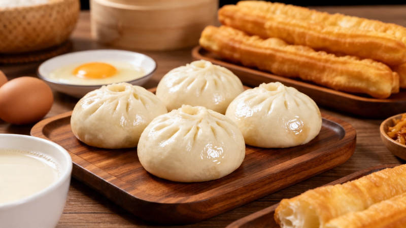 中式早餐 包子油条豆浆蛋图片