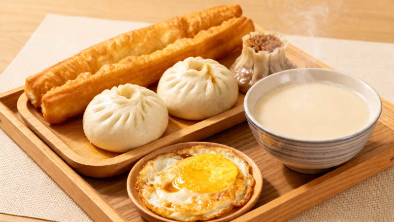 中式早餐 豆浆油条包子煎蛋图片