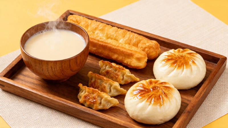 豆浆油条包子饺子早餐图片