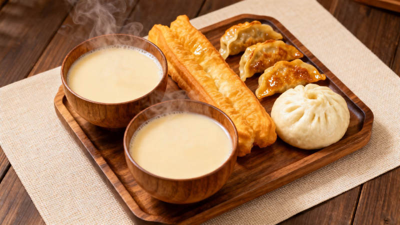 豆浆油条包子煎饺早餐图片