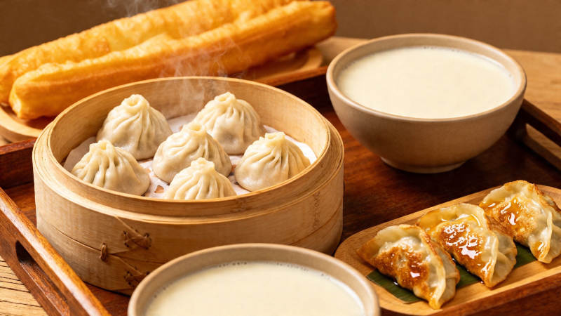 中式早餐 豆浆油条小笼包图片