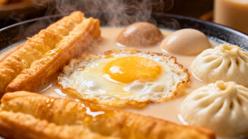 豆浆油条煎蛋小笼包图片