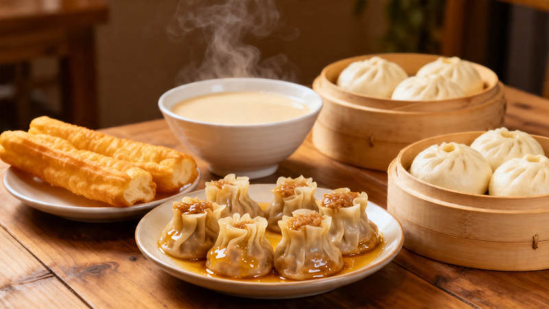 中式早餐 包子油条豆浆图片