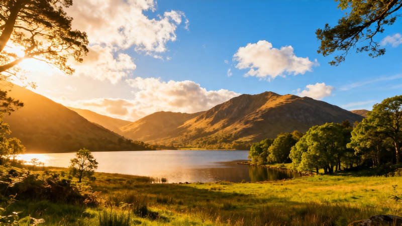 湖光山色 夕阳如画图片