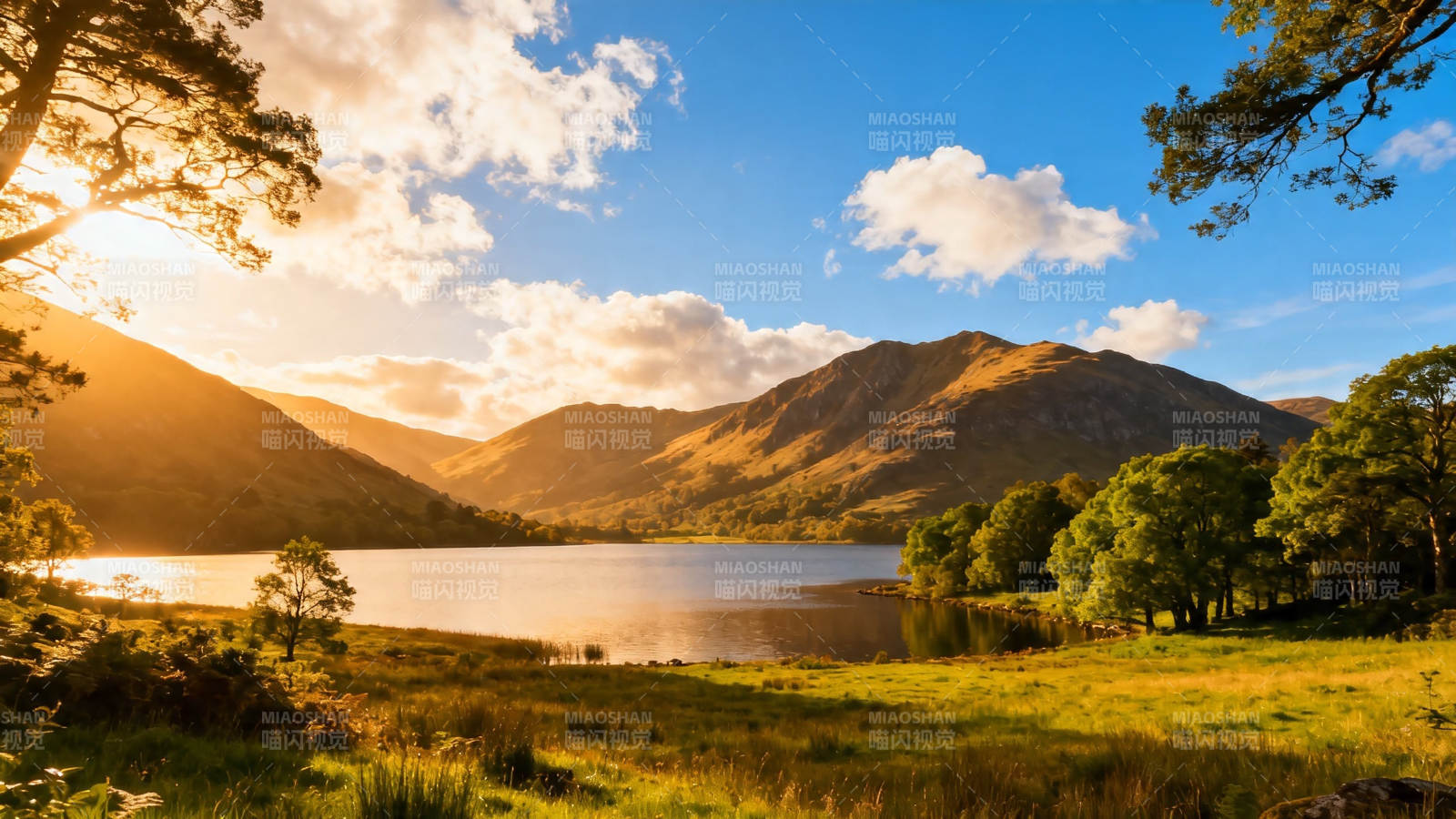 湖光山色 夕阳如画图片