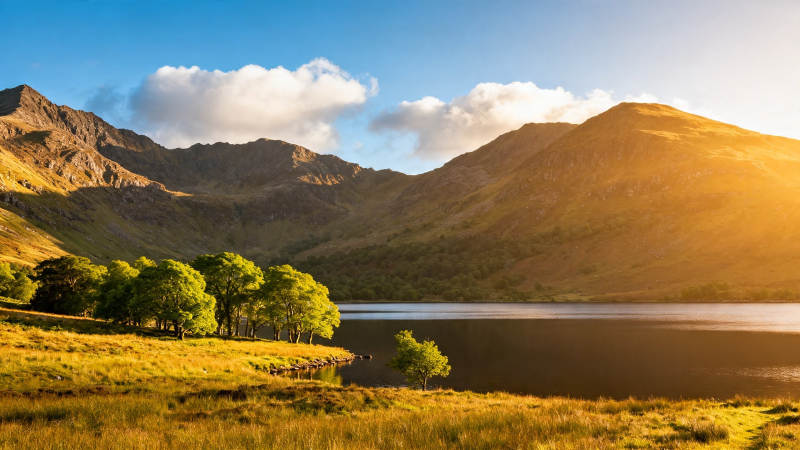 湖光山色 夕阳如金图片