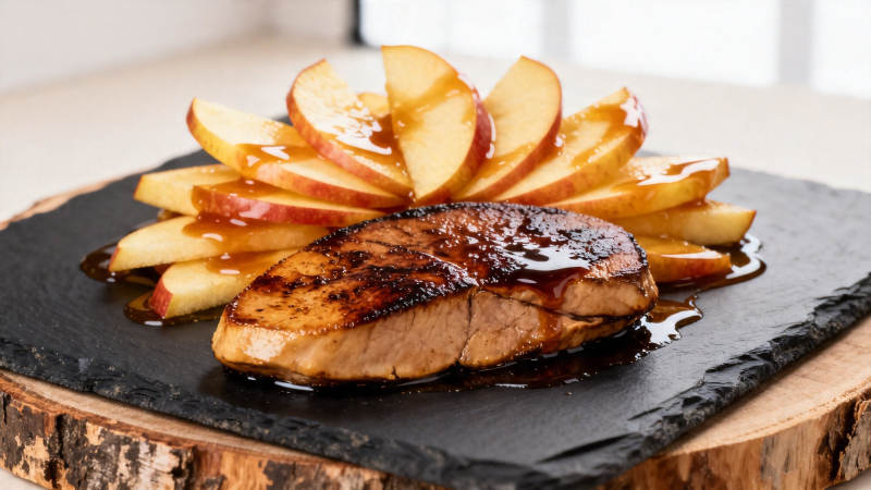 煎鸭胸配焦糖苹果片图片