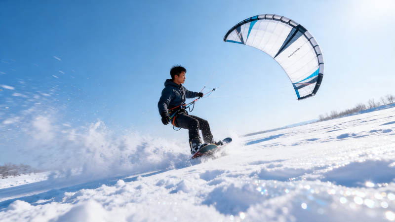 雪地风筝冲浪者飞驰图片
