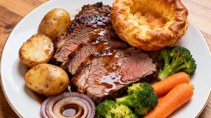 英式烤牛肉配约克布丁图片