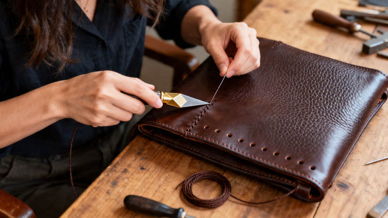 手工缝制皮革笔记本图片