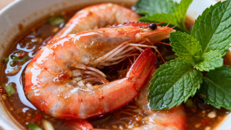 鲜虾薄荷汤 清爽开胃图片