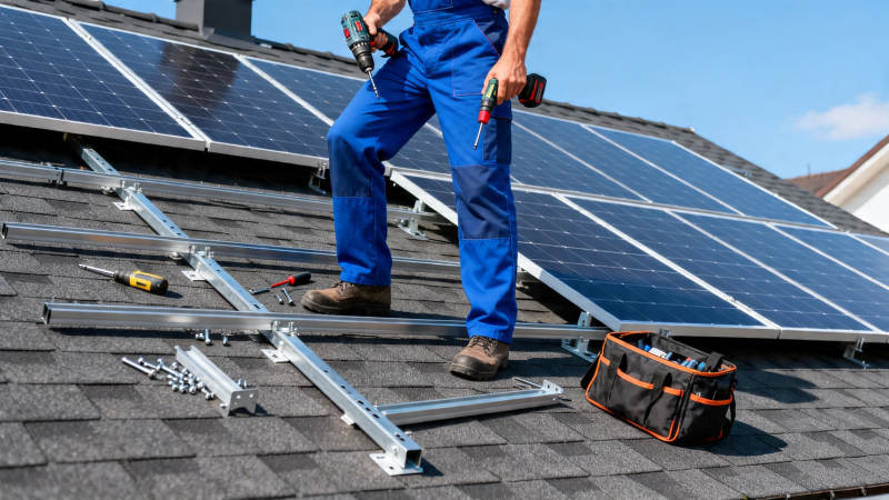 屋顶装太阳能板图片