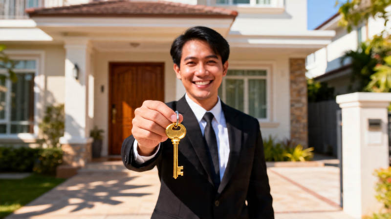 新房交付 钥匙在手笑开颜图片