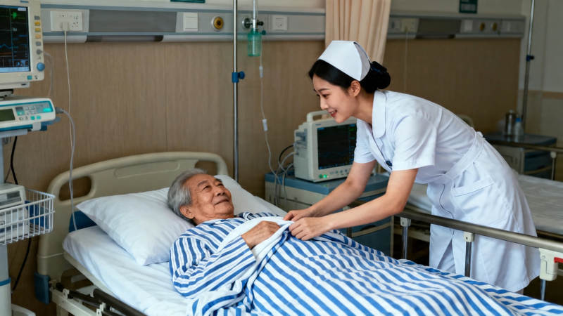 护士关怀病床老人图片
