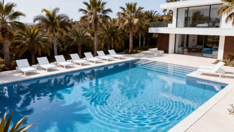 泳池棕榈 现代别墅度假风图片