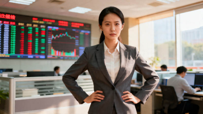 金融女强人 自信立于交易厅图片