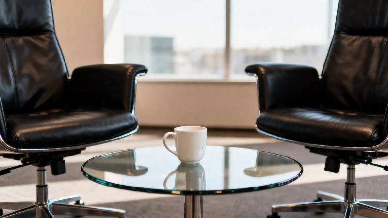 商务洽谈椅与咖啡杯图片