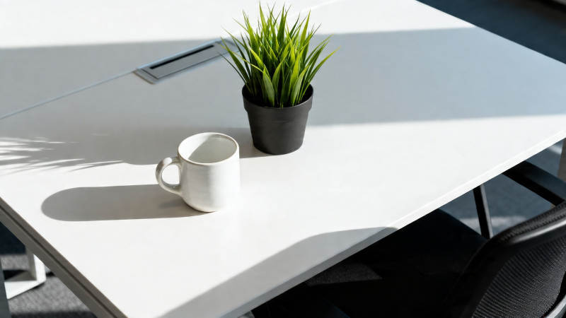 阳光下的简约办公桌景图片