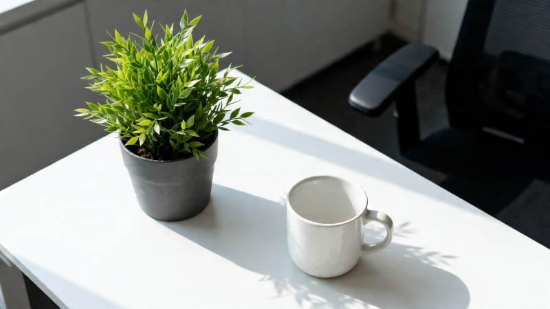 绿植伴白杯 办公小清新图片