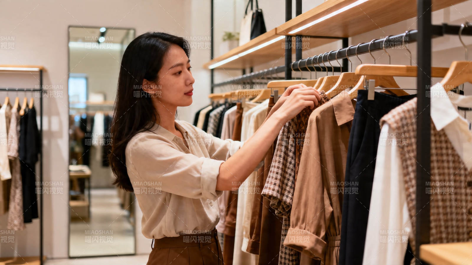 女子挑衣 简约时尚风图片