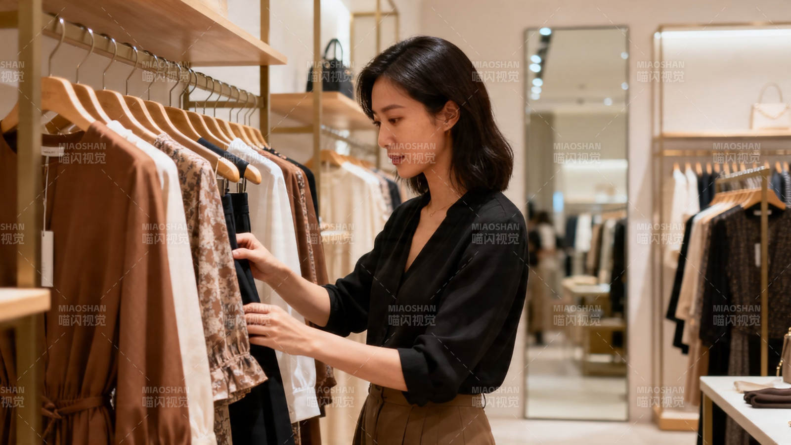 女子店内挑选衣物图片