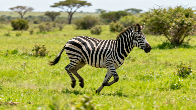 草原斑马奔跑中图片
