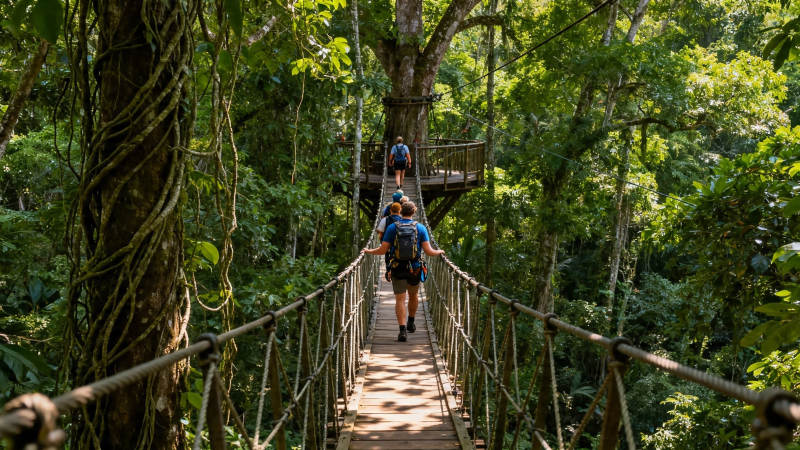 雨林吊桥徒步探险图片