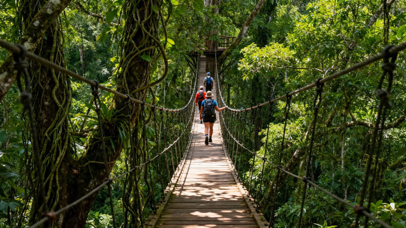 雨林吊桥徒步探险图片