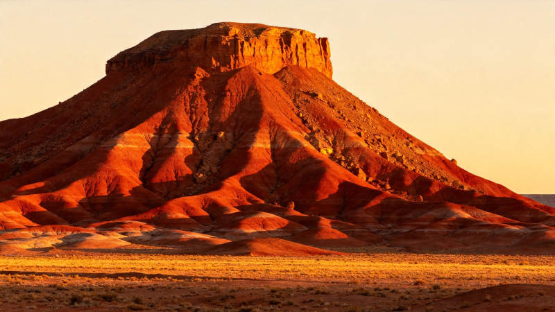 红岩夕照 荒漠孤峰壮美图片