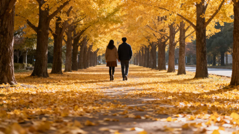 秋日金径 携手漫步图片