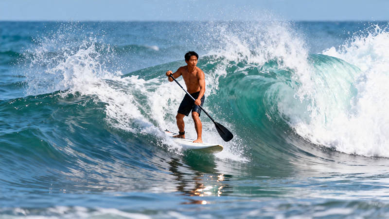 冲浪者驾驭碧浪 桨板飞驰图片