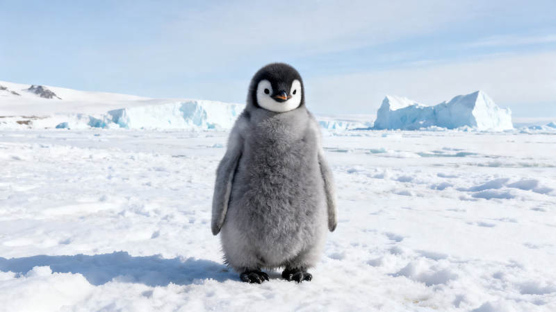 雪地小企鹅萌态十足图片